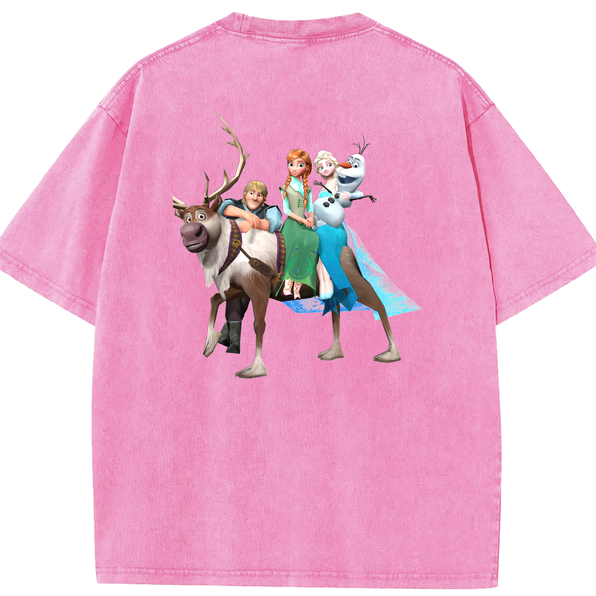 （画像用） アナと雪の女王 アンナ エルサ Frozen Anna Elsa 綿100% ヴィンテージ風 半袖Tシャツ（背面プリント）